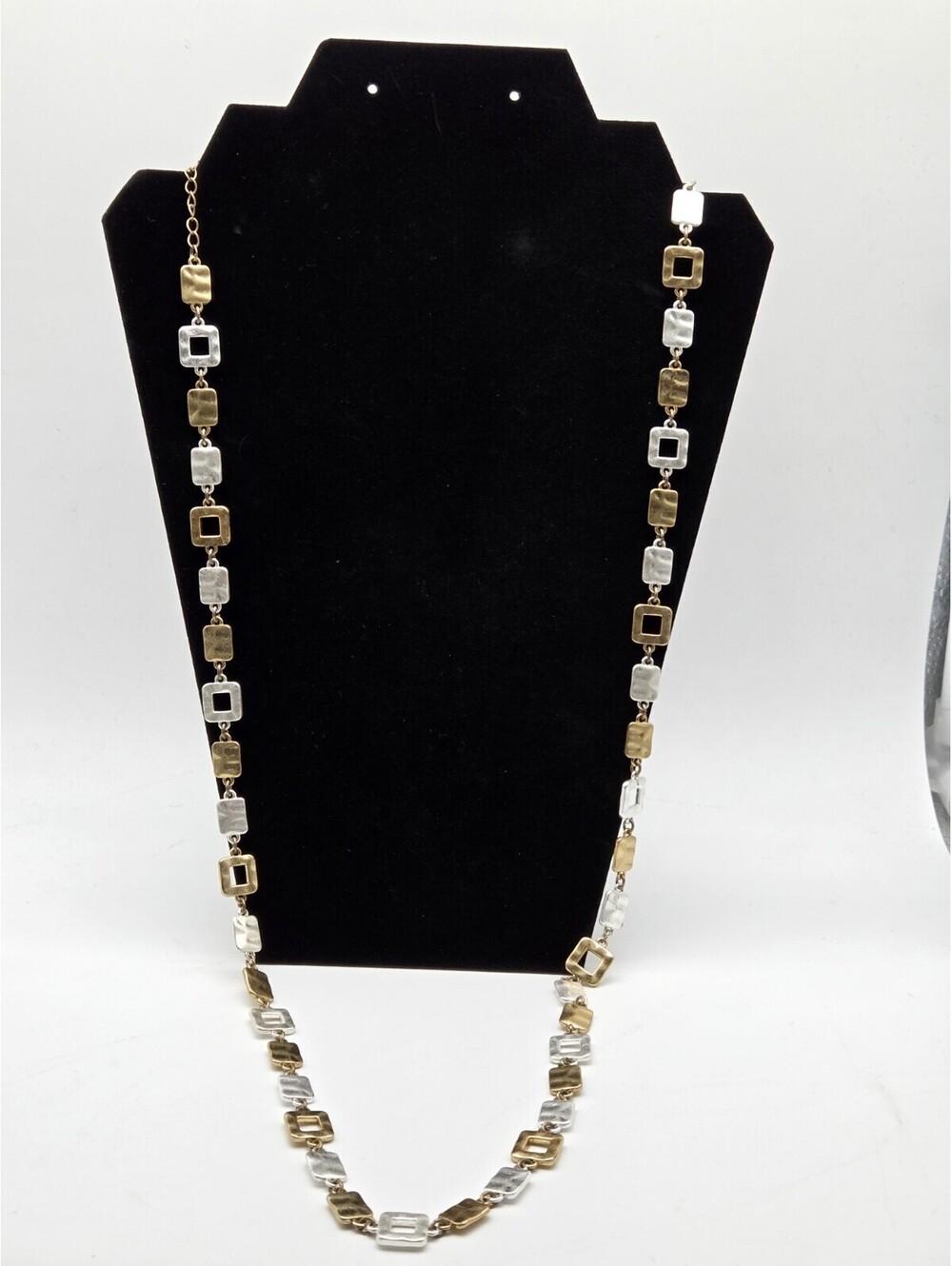 Sophia Two Tone Geometric Link Necklace Gold Silver Tone Adjustable Statement